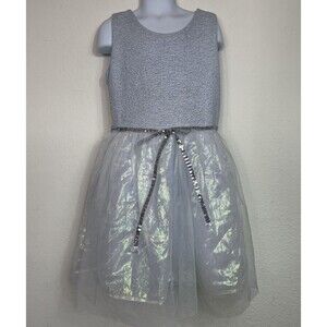 TCP CHILDRENS PLACE GIRLS M 7-8 BLUE SLEEVELESS METALLIC DRESS TULLE GLITTER